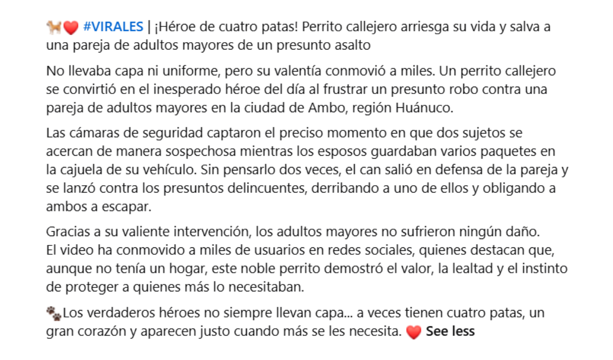 Narrativa atribuida al video viral. Foto: Facebook