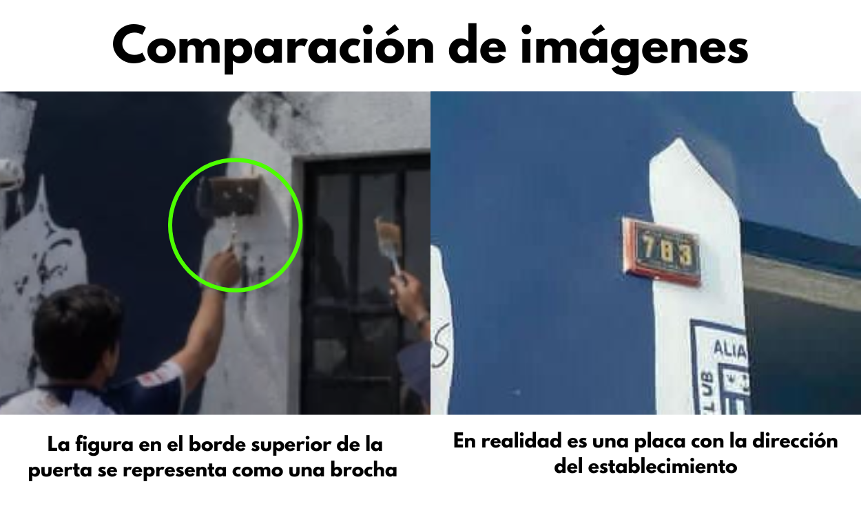 La placa con la dirección del inmueble parece haber sido transformada en una brocha. Foto: Facebook / Instagram | Composición: LR