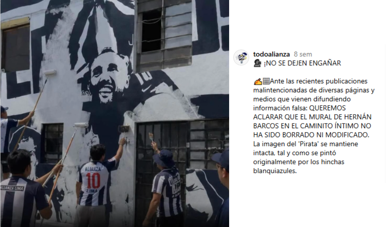 Página vinculada a Alianza Lima que denunció que la imagen era falsa. Foto: Instagram