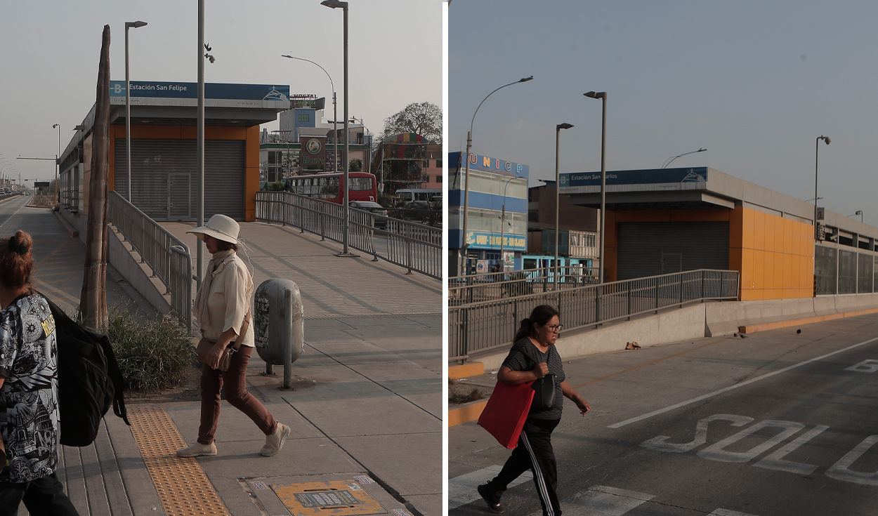 Estaciones San Carlos y San Felipe del Metropolitano abandonadas ante la falta de buses.