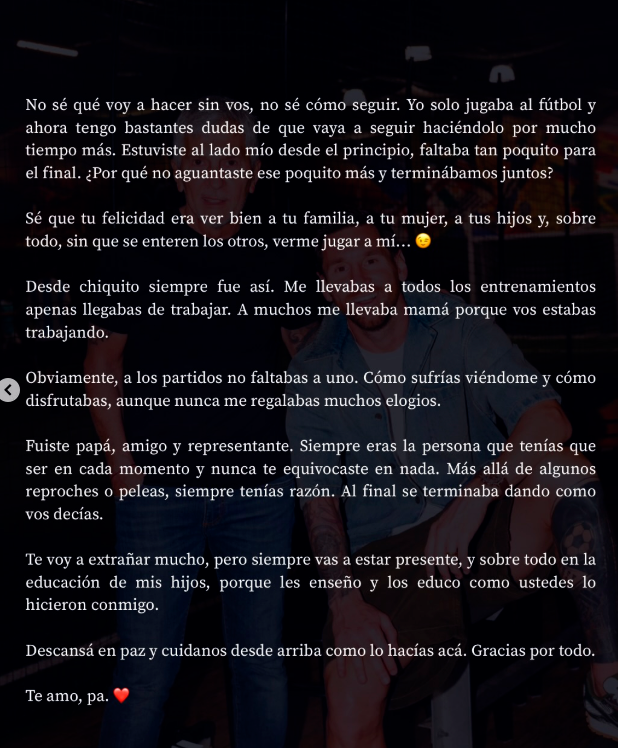 Mensaje de Lionel Messi. Foto: Instagram