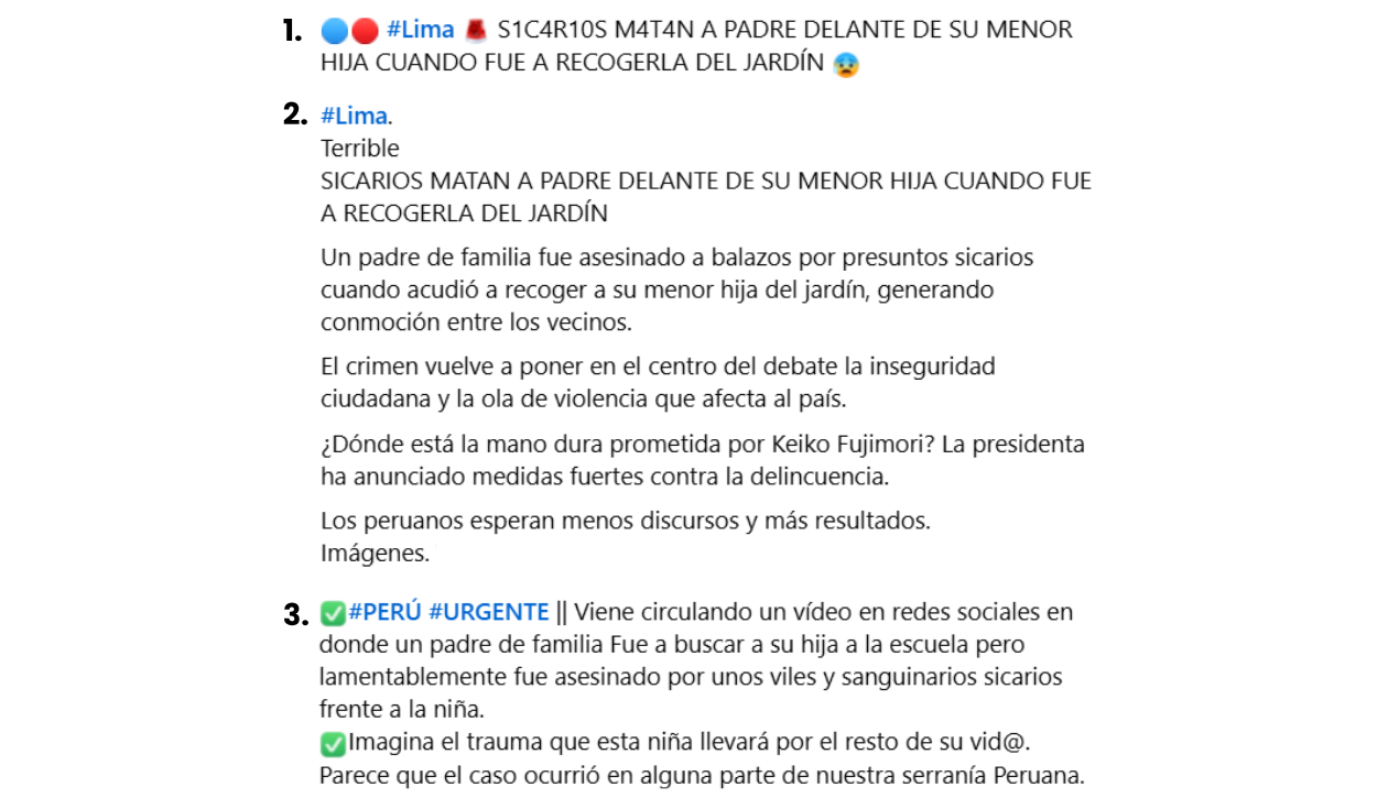 Algunas descripciones erróneas atribuidas al viral. Foto: Facebook