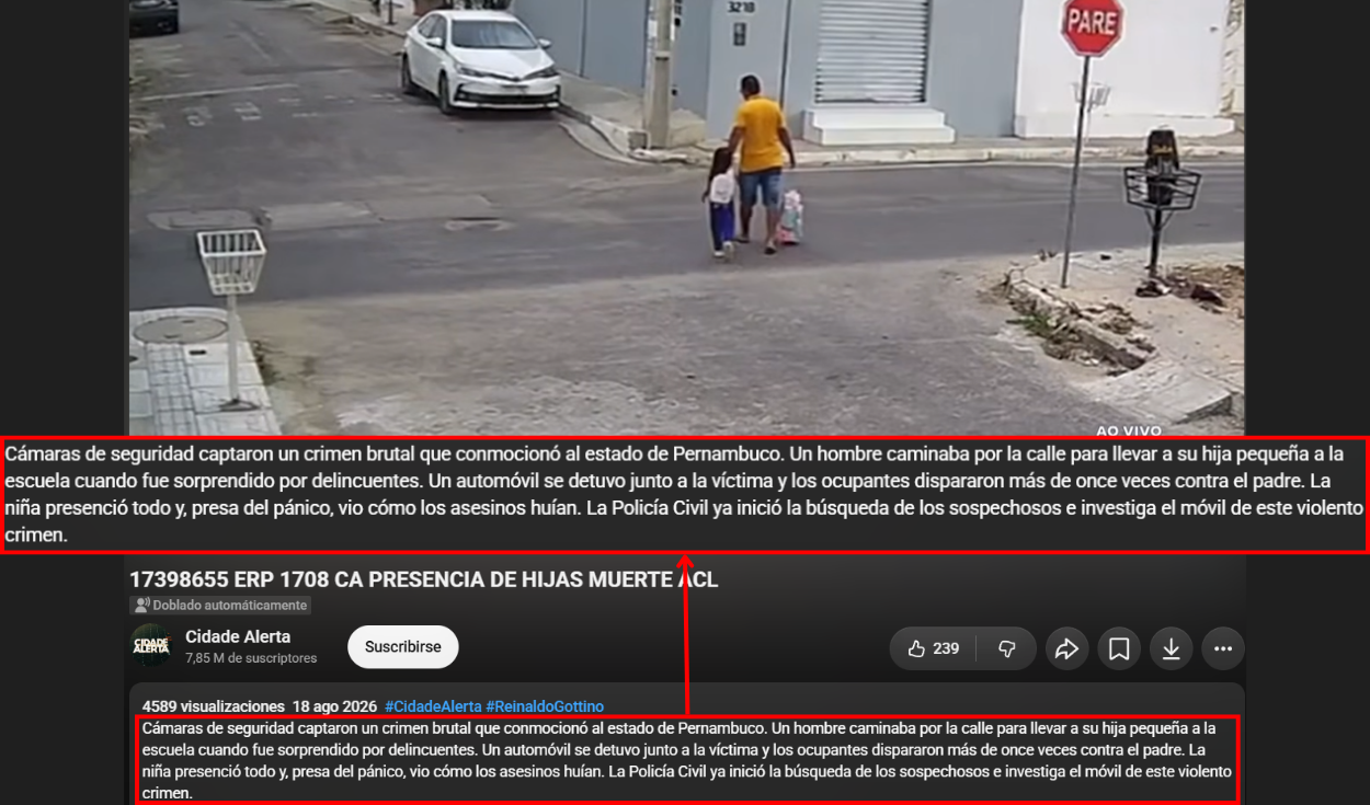Hecho presentado por Cidade Alerta con la traducción automática de YouTube. Foto: YouTube