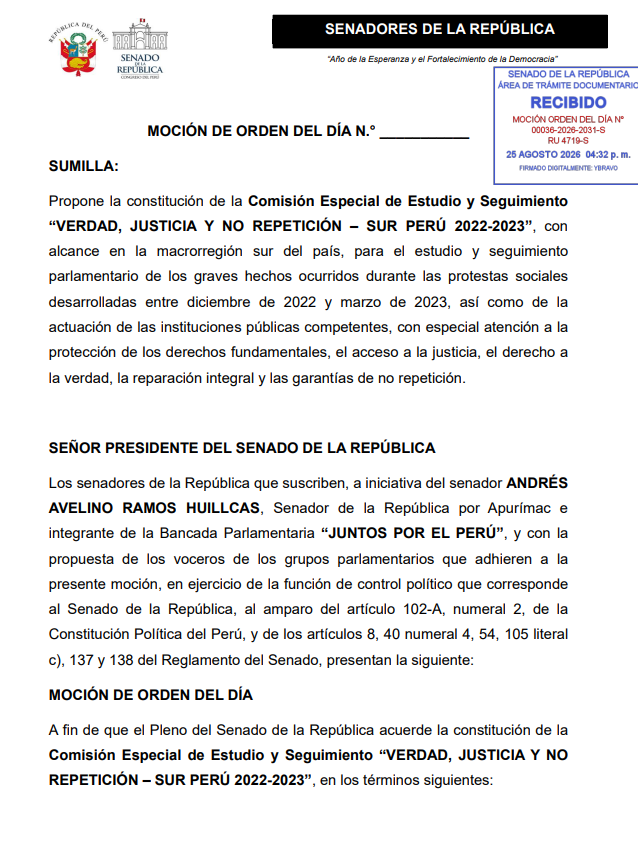 Pedido de Juntos por el Perú