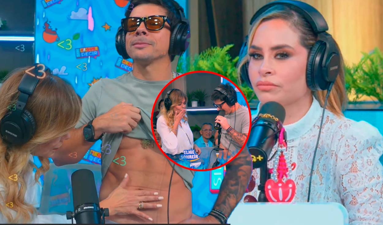 Gisela Valcárcel tries to kiss Mario Hart on television