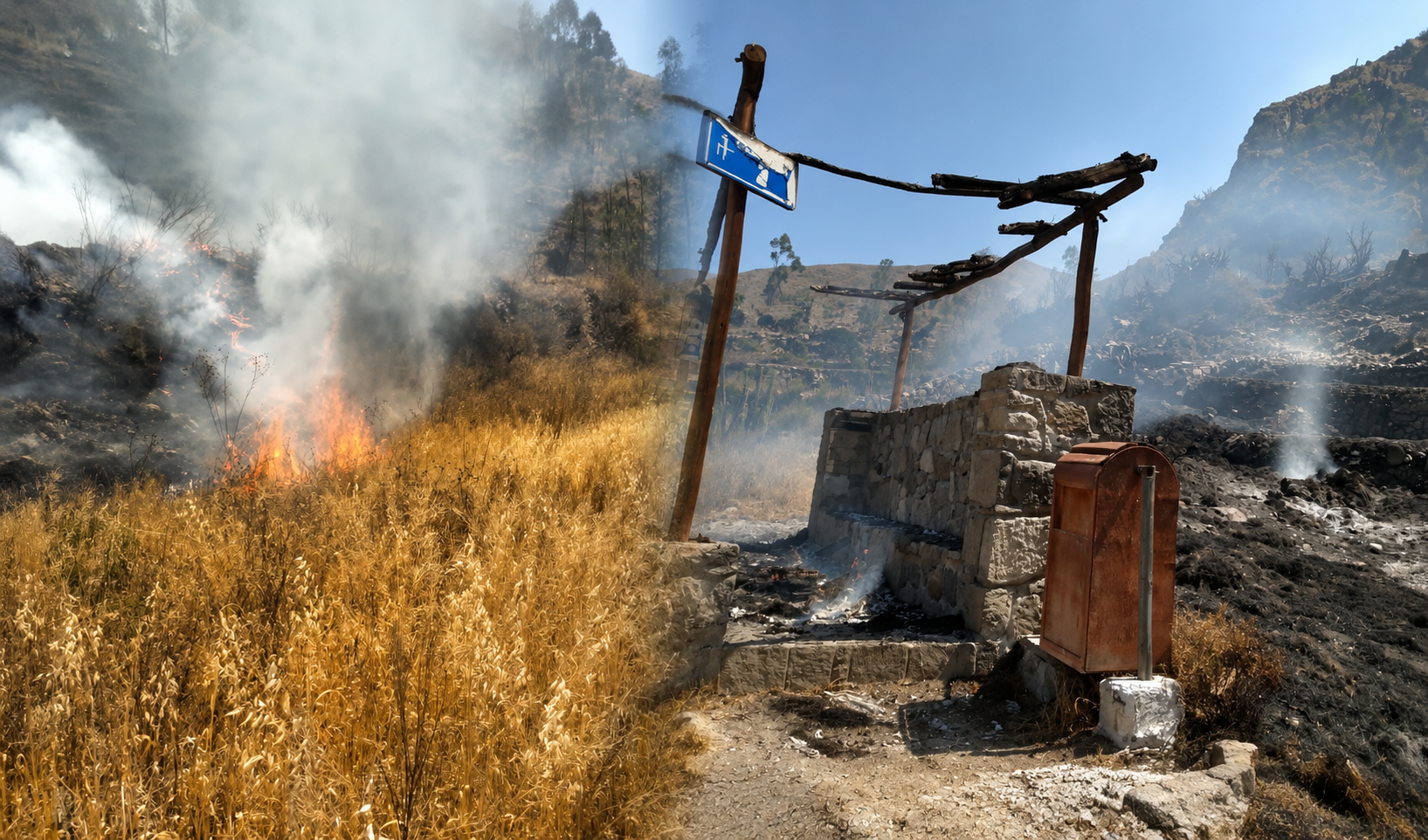 Yanque forest fire threatens Uyo Uyo site in Arequipa
