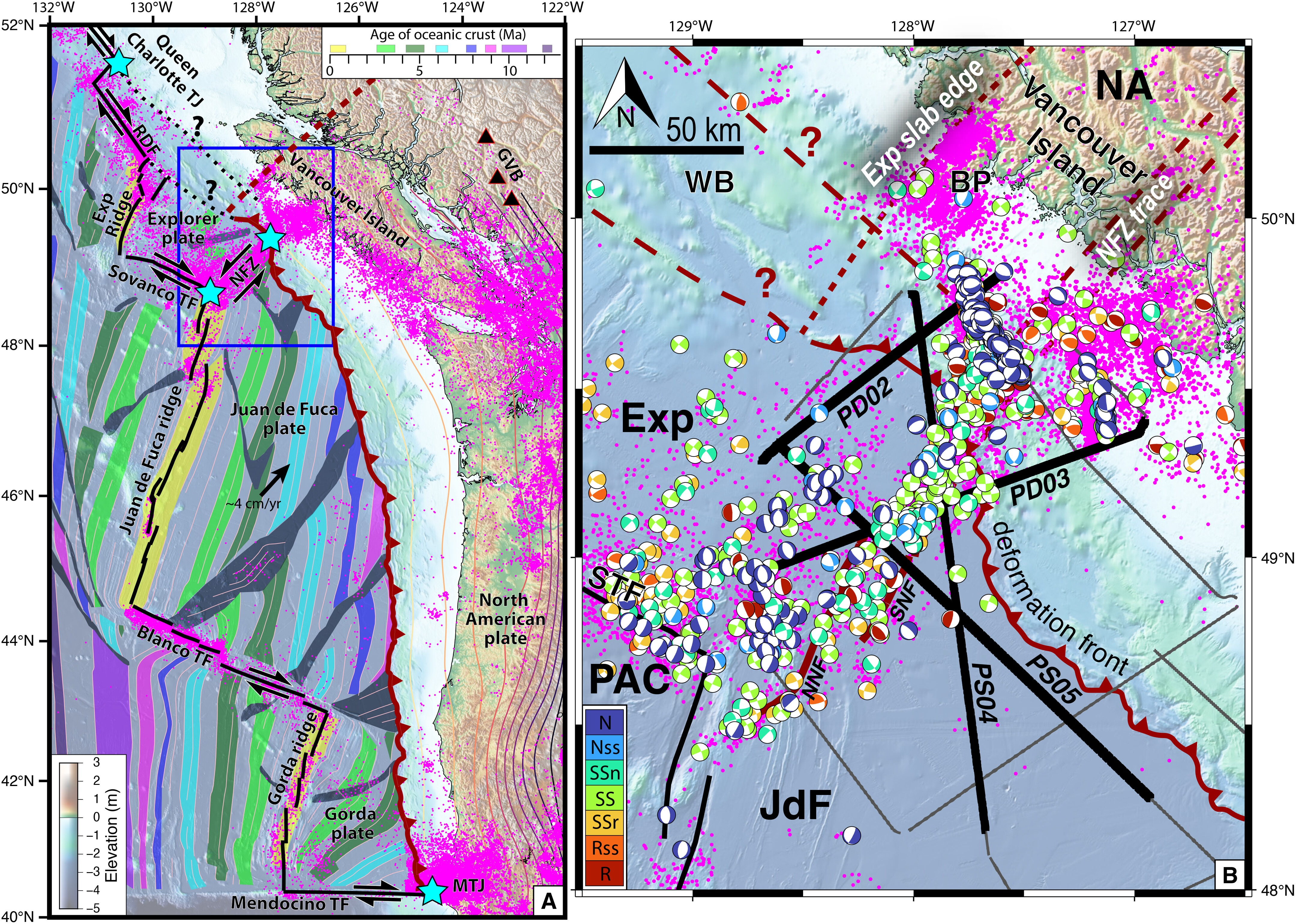 Contexto tectónico de la zona de subducción del norte de Cascadia. Foto: Science Advances