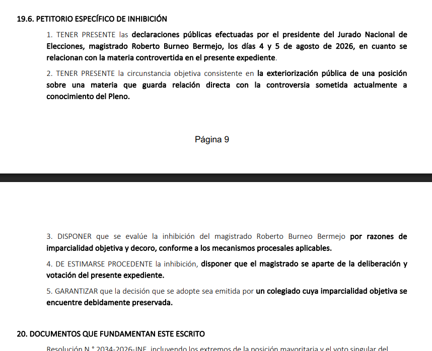 Piden que Burneo se aparte del caso López Aliaga.