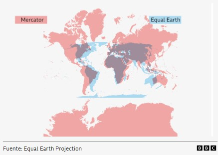 El mapamundi de Mercator vs el de Equal Earth. Foto: BBC