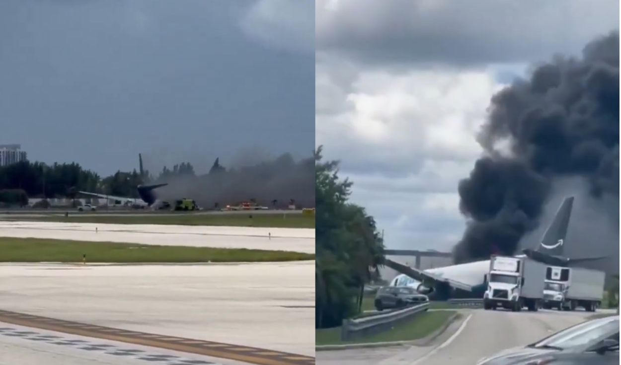 Avión de carga de Amazon se despista en el aeropuerto de Miami y deja al menos cinco muertos