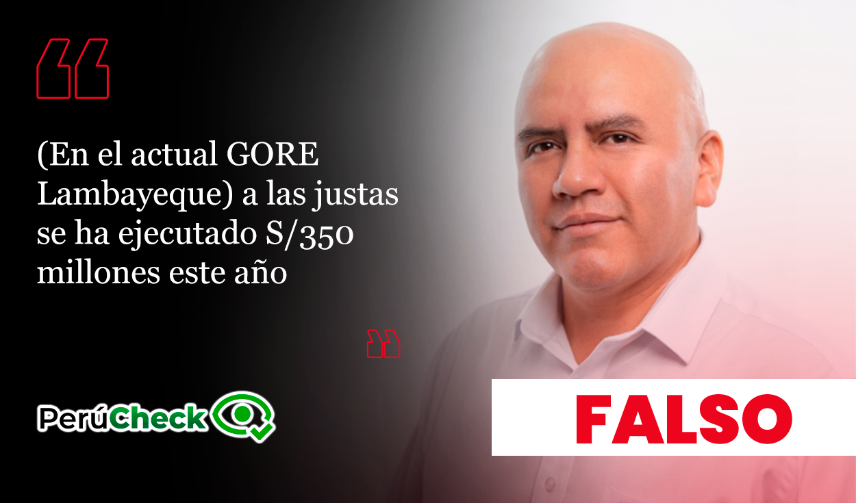 Es falso que el GORE de Lambayeque haya ejecutado solo S/350 millones en lo que va de 2026