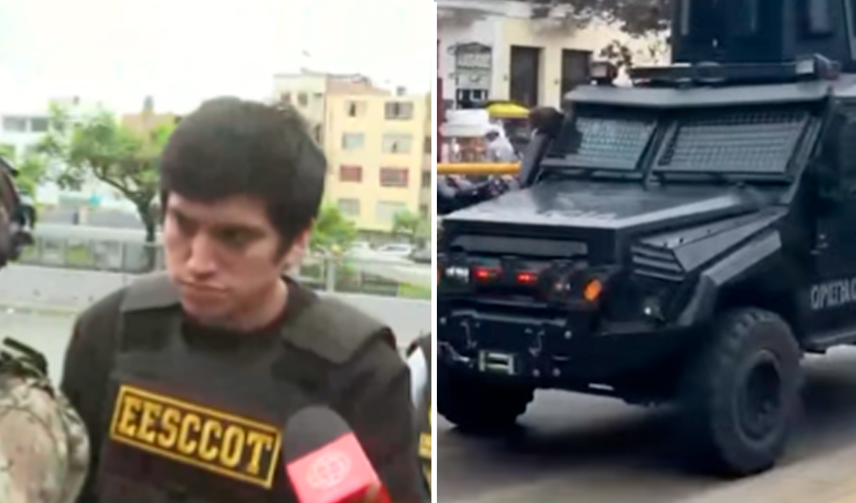 "Jhonsson Pulpo" llega a la sede policial Grecco a bordo de "La Bestia", vehículo del SUAT, en Cercado de Lima