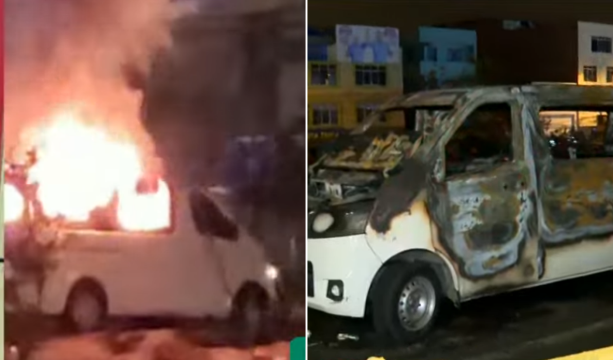 Los Olivos: colectivero muere tras incendio de minivan en plena Panamericana Norte por presunto cobro de cupos