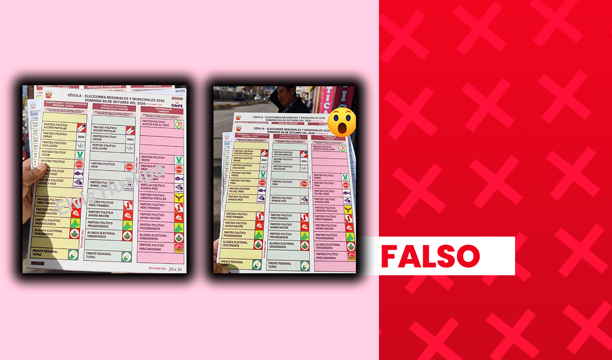 Es falso que estas fotografías muestren la cédula de votación real de las ERM 2026 en Sicuani, Canchis, Cusco