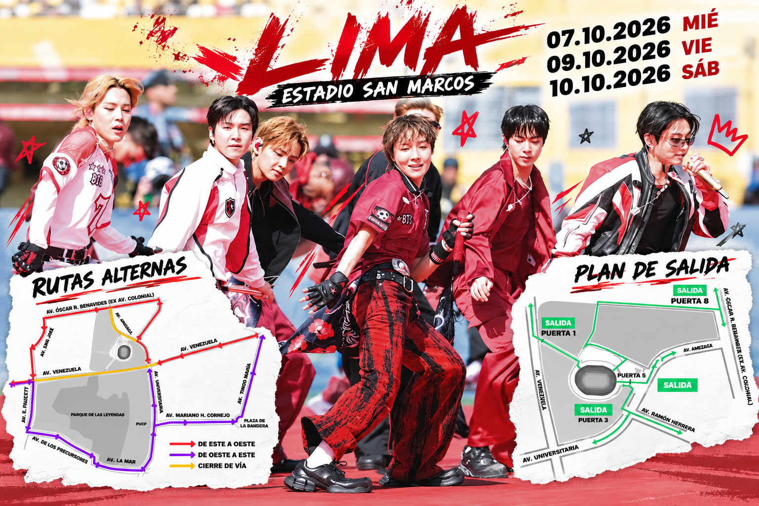 BTS en Perú 2026: horarios, accesos y rutas de ingresos para sus tres conciertos en el Estadio San Marcos