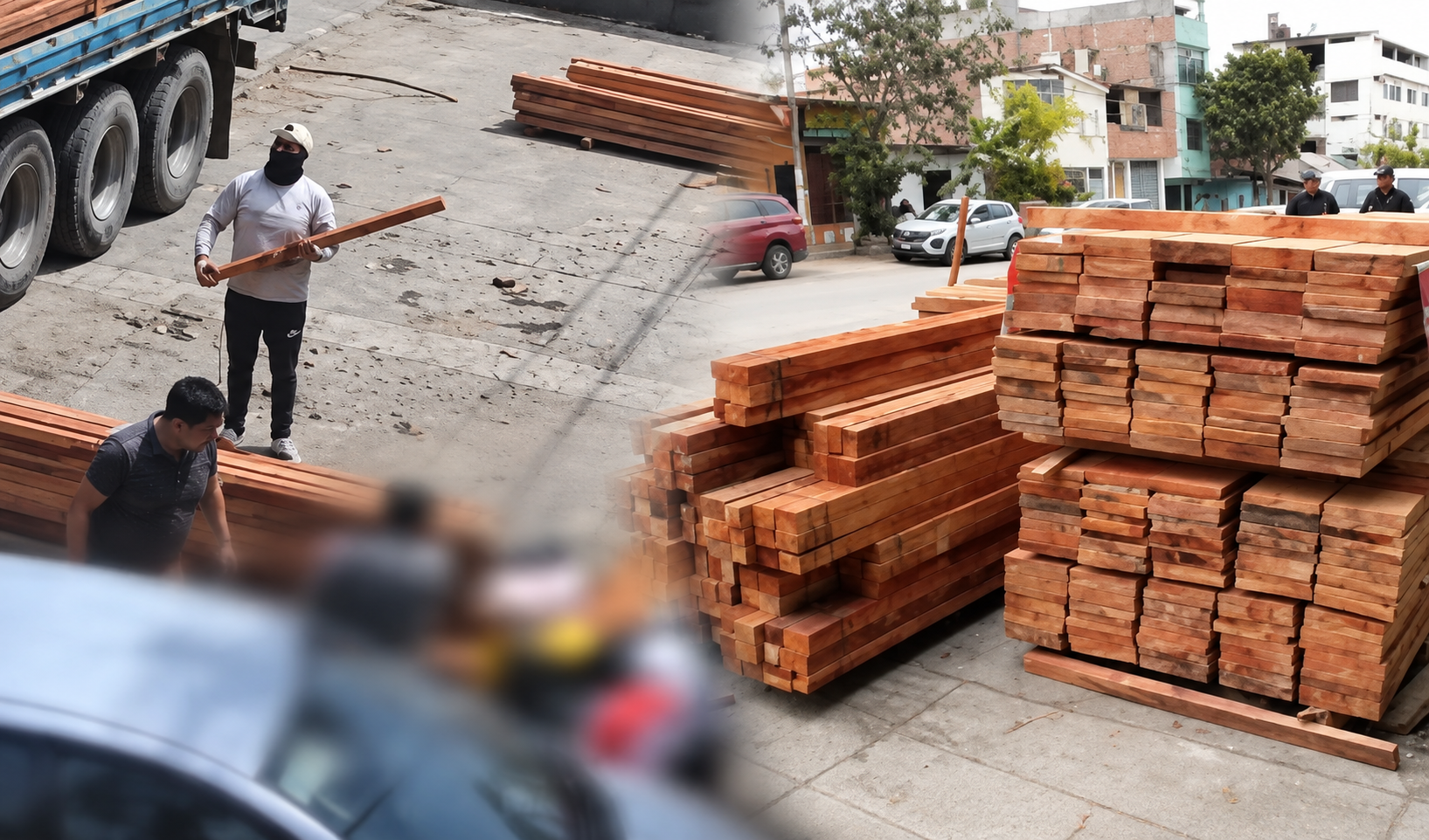 Caminaba junto a su padre y quedó atrapado: enorme bloque de madera cae sobre niño de 6 años en VMT