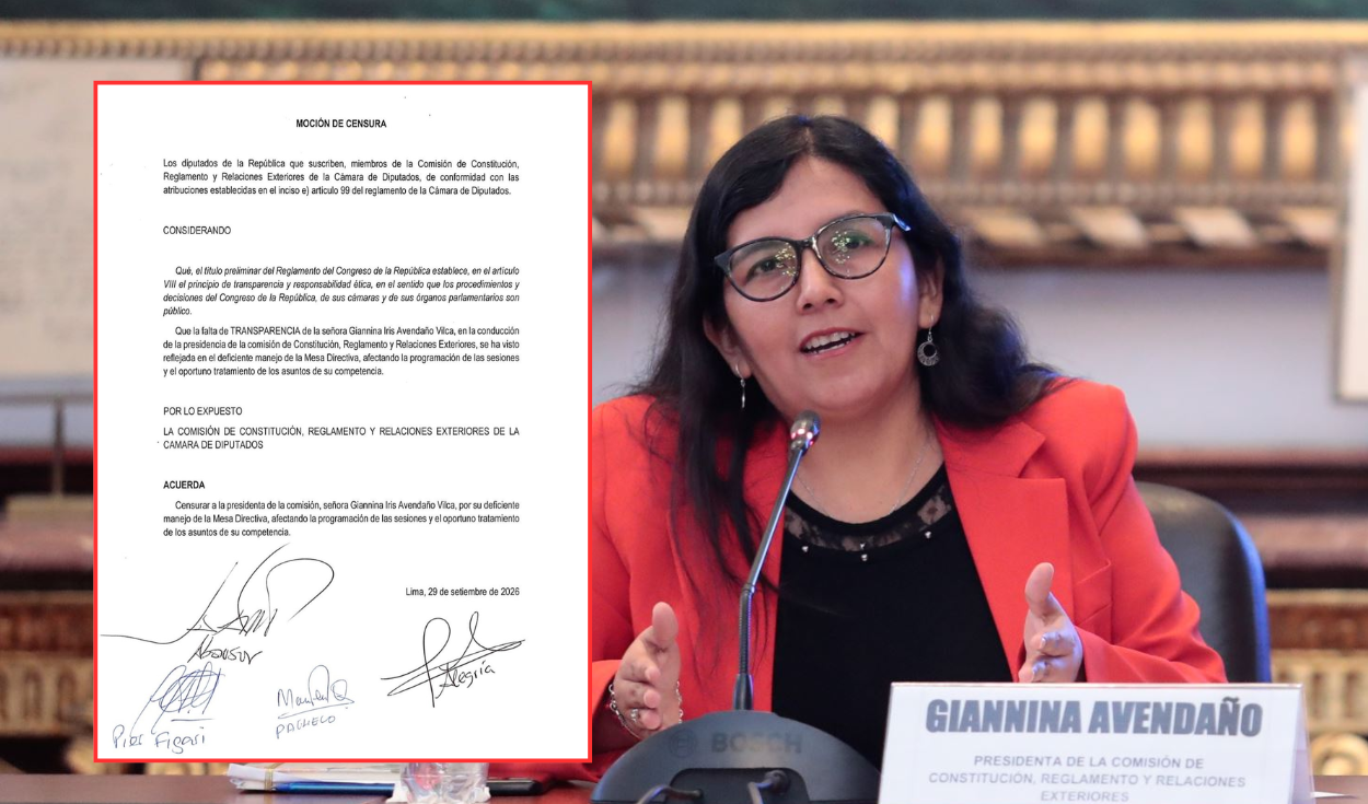 Fuerza Popular busca censurar a Giannina Avendaño por demora en el dictamen de facultades