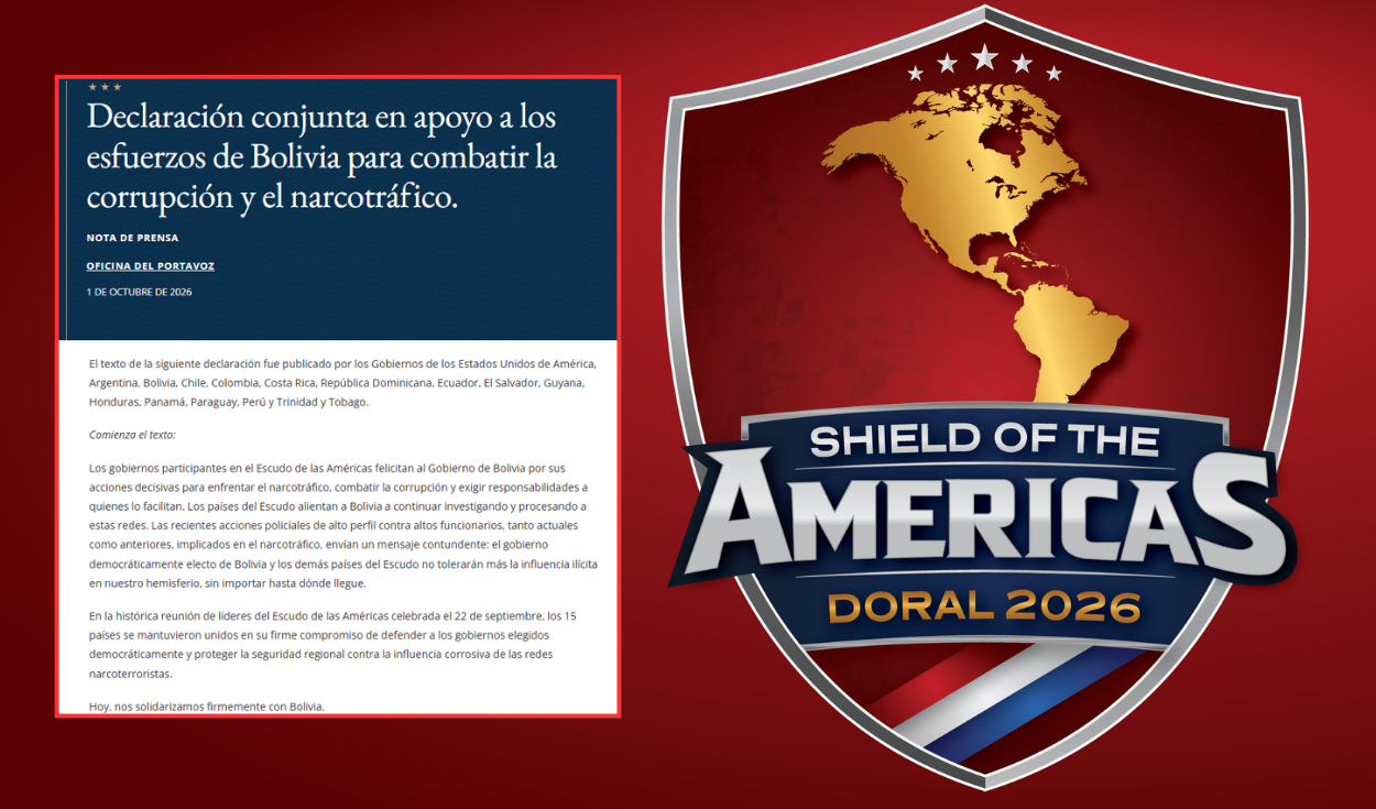 Estados Unidos toma nombre del Perú en comunicado conjunto sobre detención de fiscal de Bolivia