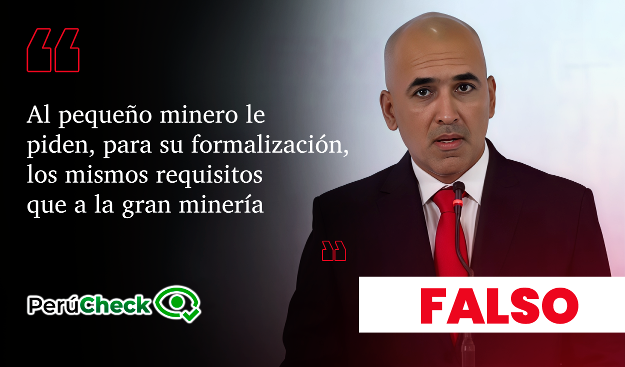Es impreciso que los mineros artesanales tengan los mismos requisitos de formalización que la gran minería