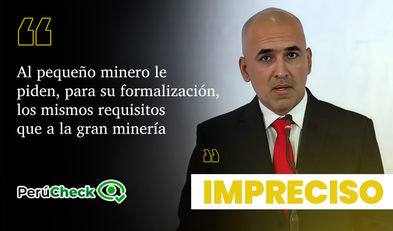 Es impreciso que los mineros artesanales tengan los mismos requisitos de formalización que la gran minería