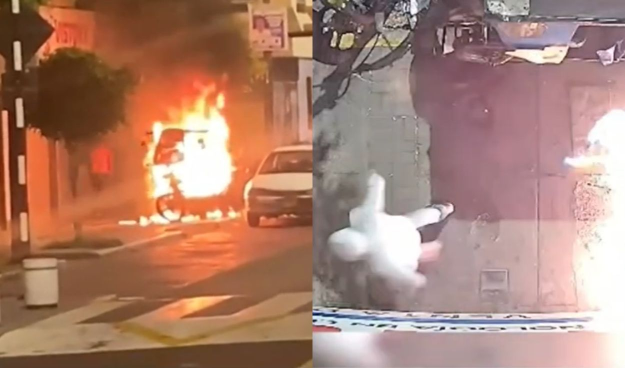 Sujeto habría usado una bomba molotov para incendiar una mototaxi en La Victoria