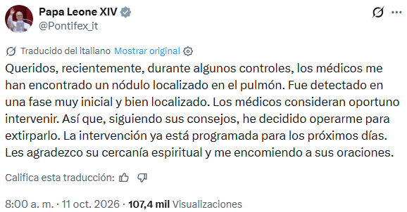 Papa León XIV mensaje  
