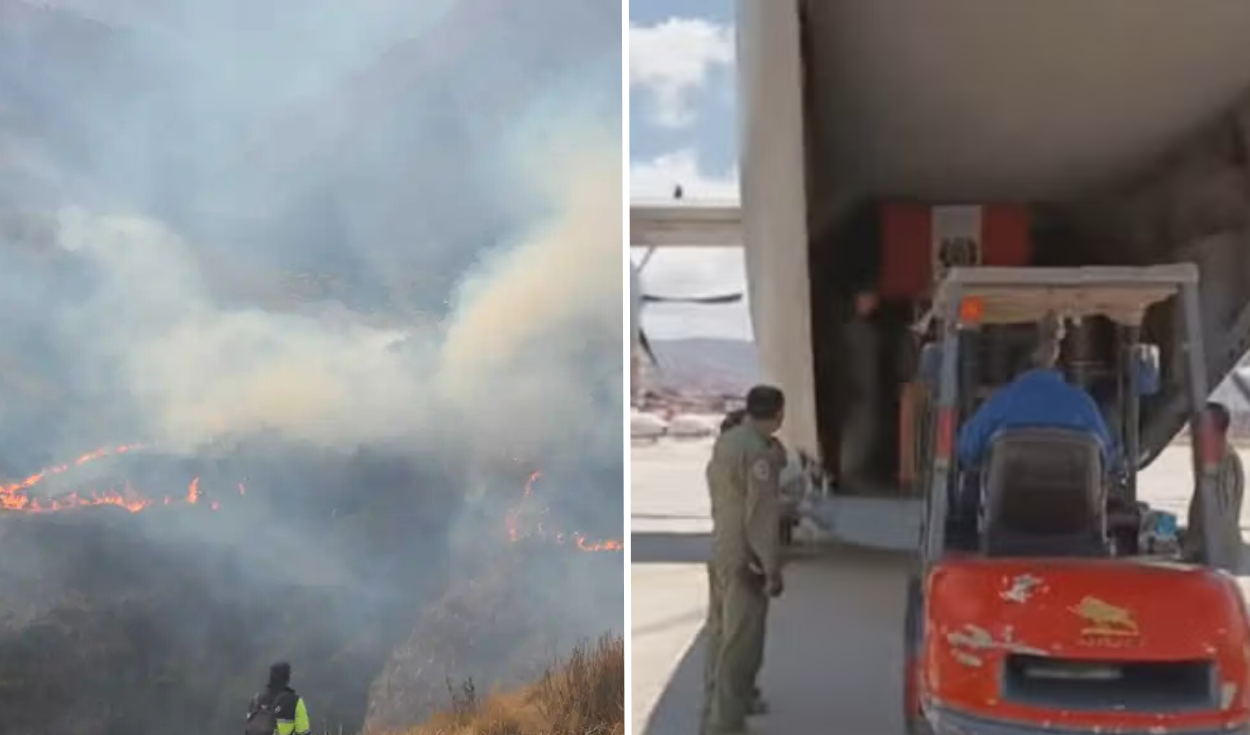 FAP envía avión Spartan y helicóptero MI-17 para combatir incendio forestal en Cusco