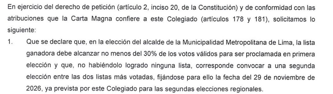 Documento enviado por Avanza País al JNE.