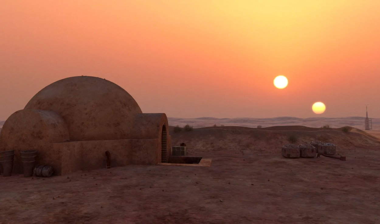 Tatooine es una planeta de la ciencia ficción que orbita a dos estrellas. Foto: LucasFilm/StarWars/Disney