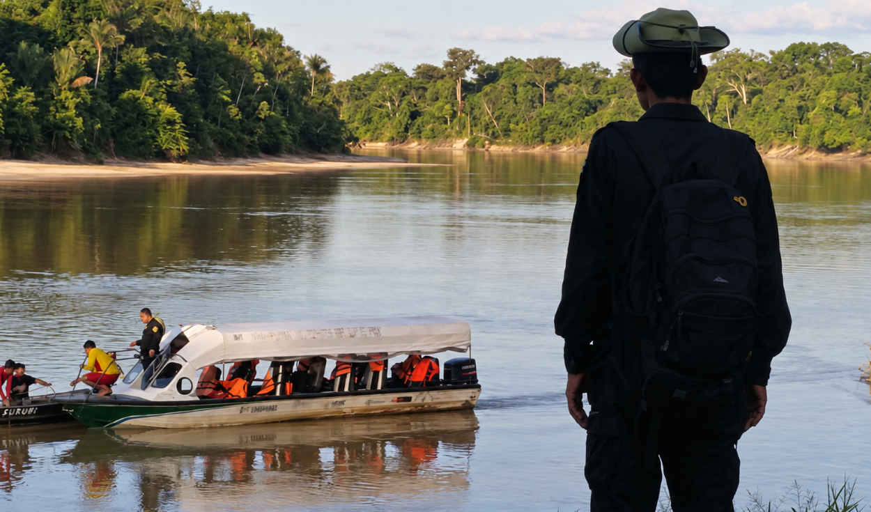 Embarcación se vuelca y policía desaparece durante persecución a nave sospechosa en el río Nanay en Loreto