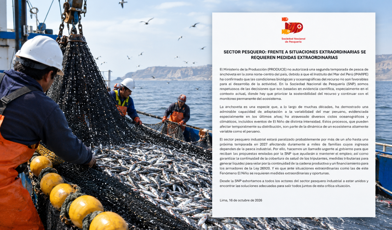 Produce cierra 2026 sin segunda temporada de anchoveta y la SNP pide apoyo al Gobierno