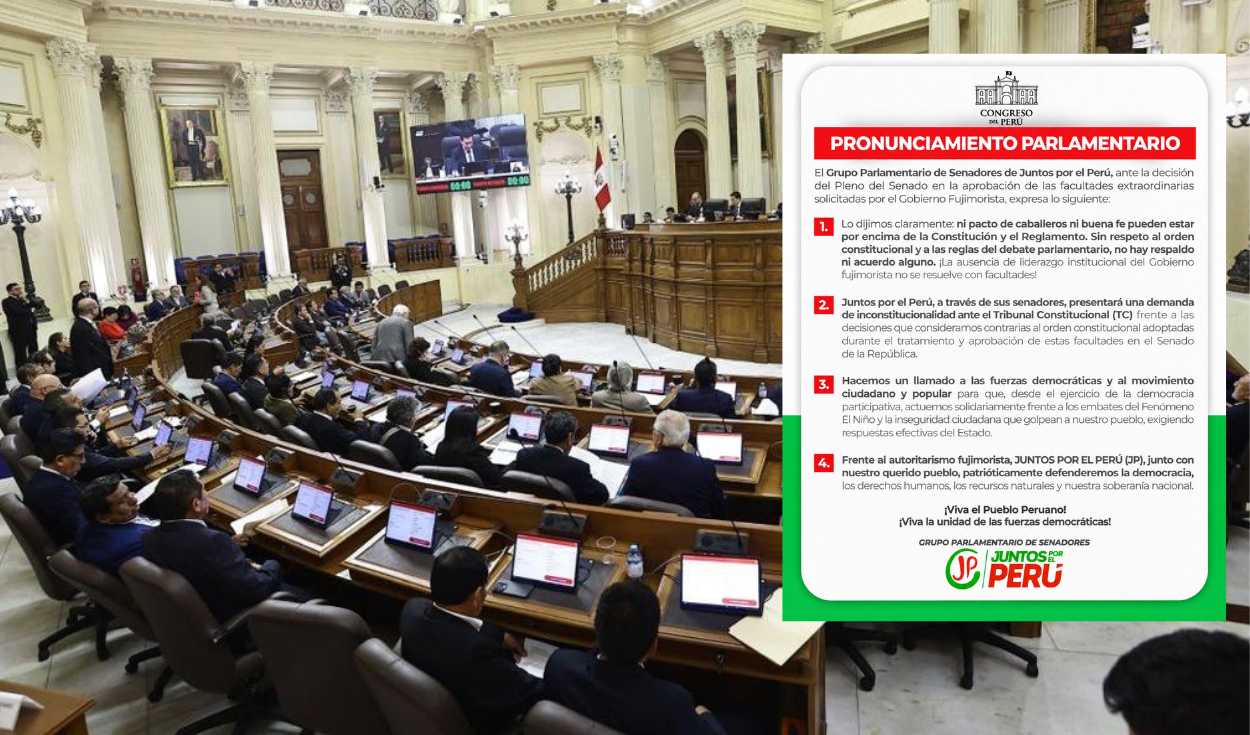Juntos por el Perú presentará demanda de inconstitucionalidad por aprobación de pedido de facultades