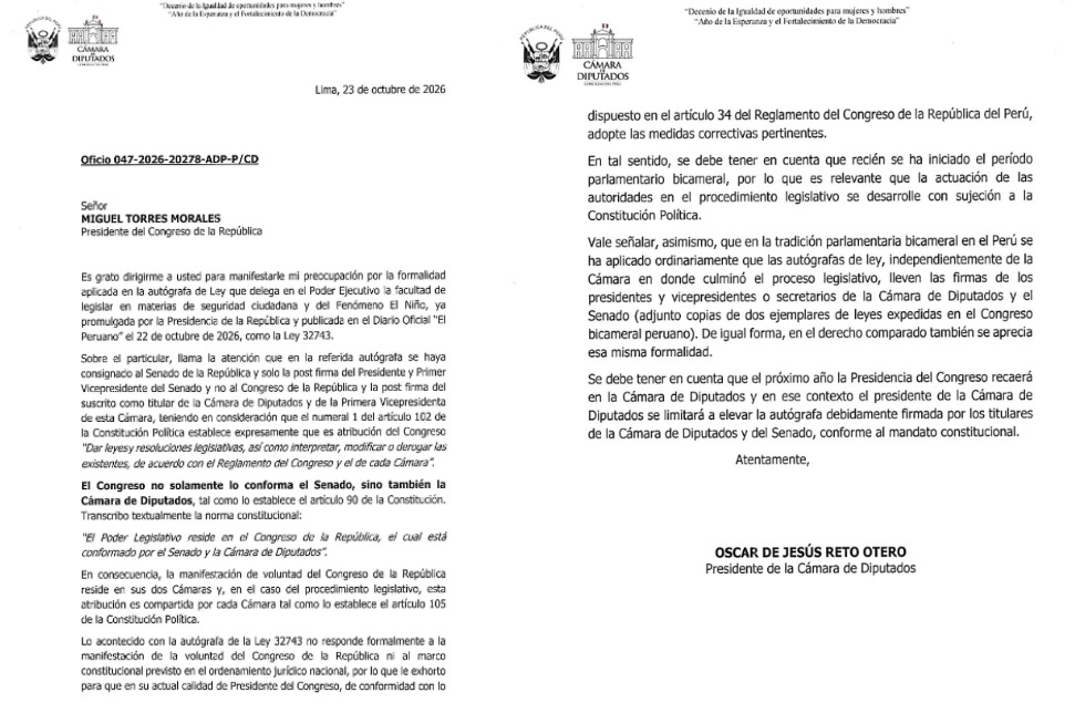 Oficio enviado por Reto a Torres Morales.