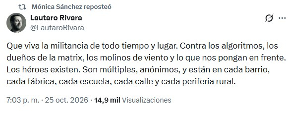 Mónica Sánchez mostró su apoyo a la victoria de Lula Da Silva en Brasil. Mónica Sánchez mostró su apoyo a la victoria de Lula Da Silva en Brasil.