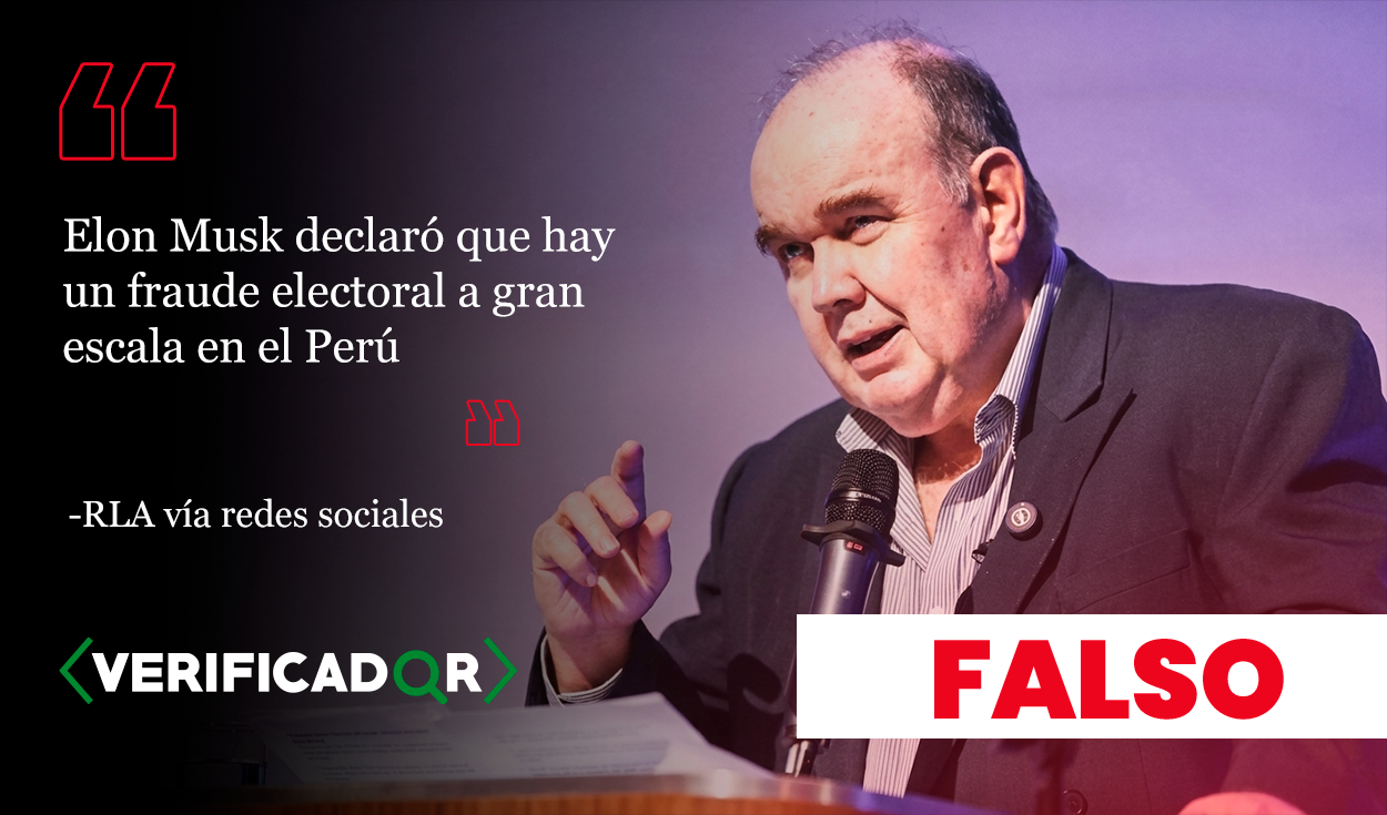 Es falso que Elon Musk haya señalado un presunto fraude electoral en el Perú, como lo afirma Rafael López Aliaga