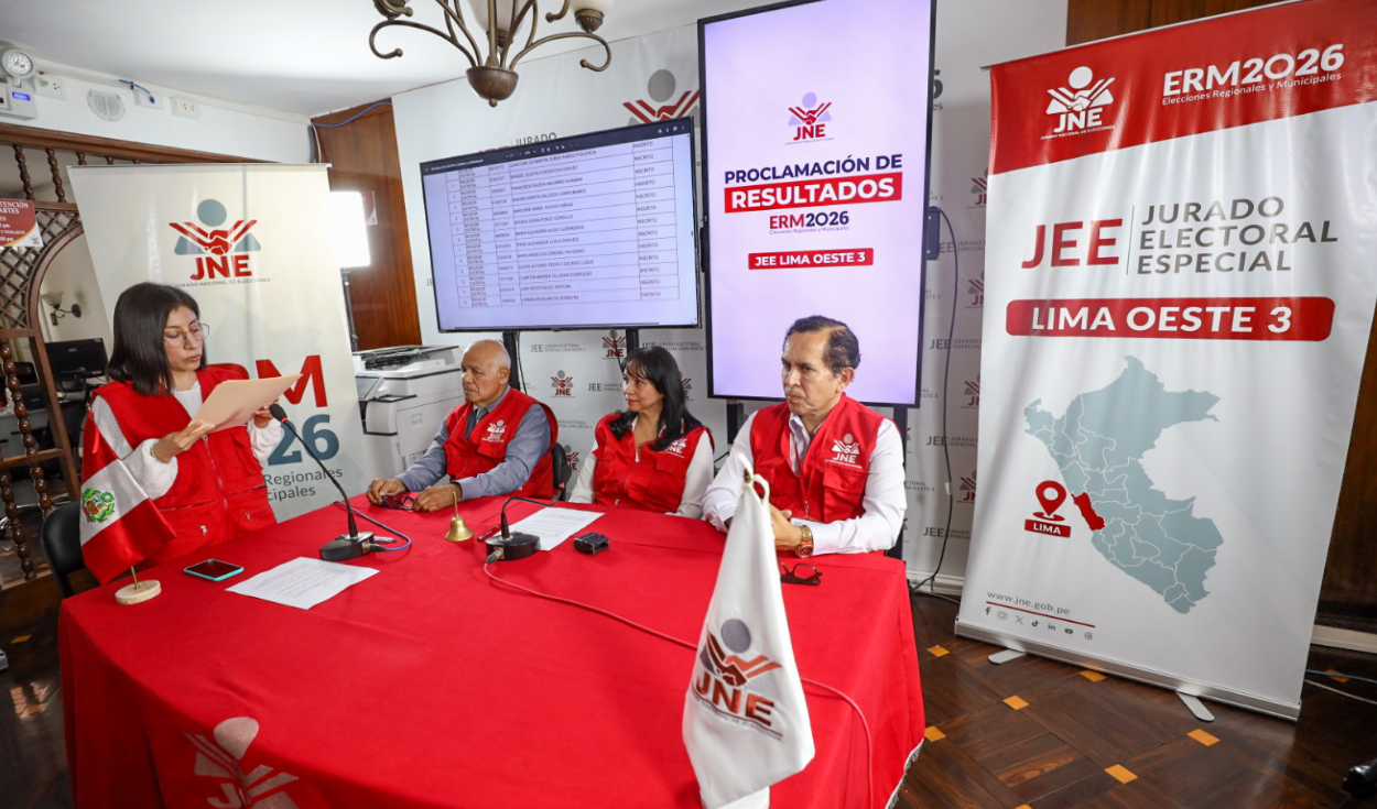 JEE inició la proclamación de resultados de las elecciones regionales y municipales 2026