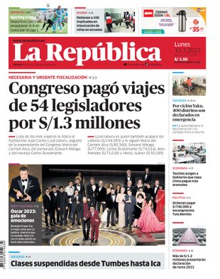 Edición Impresa - La Republica | Lima - Lunes 13 de Marzo del 2023