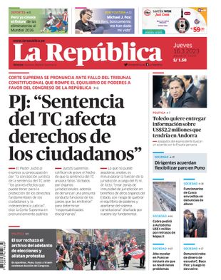 Edición Impresa - La Republica | Sur - Jueves 16 de Marzo del 2023