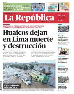 Edición Impresa - La Republica | Sur - Viernes 17 de Marzo del 2023