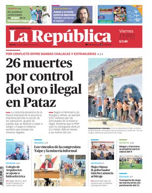 Edición Impresa - La Republica | Sur - Viernes 01 de Setiembre del 2023