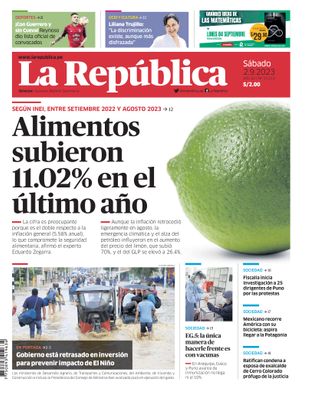 Edición Impresa - La Republica | Sur - Sabado 02 de Setiembre del 2023