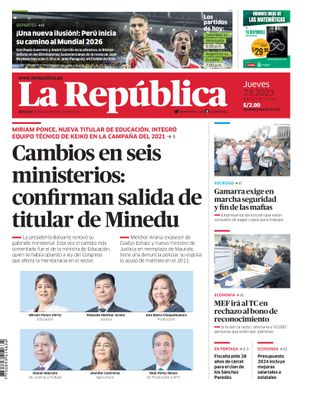 Edición Impresa - La Republica | Lima - Jueves 07 de Setiembre del 2023