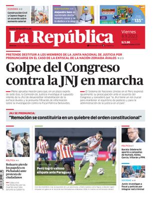 Edición Impresa - La Republica | Lima - Viernes 08 de Setiembre del 2023
