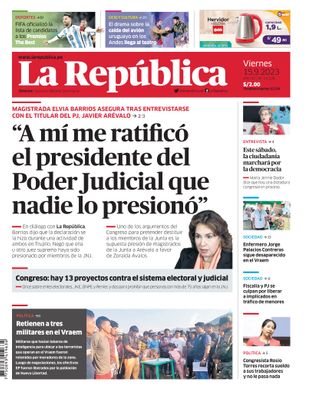 Edición Impresa - La Republica | Lima - Viernes 15 de Setiembre del 2023