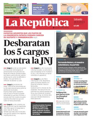 Edición Impresa - La Republica | Norte - Sabado 16 de Setiembre del 2023