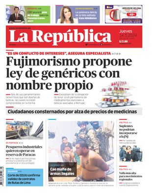Edición Impresa - La Republica | Lima - Jueves 14 de Marzo del 2024