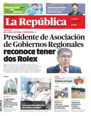 Edición Impresa - La Republica | Sur - Lunes 01 de Abril del 2024