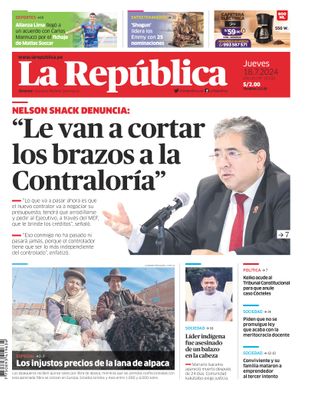 Edición Impresa - La Republica | Lima - Jueves 18 de Julio del 2024