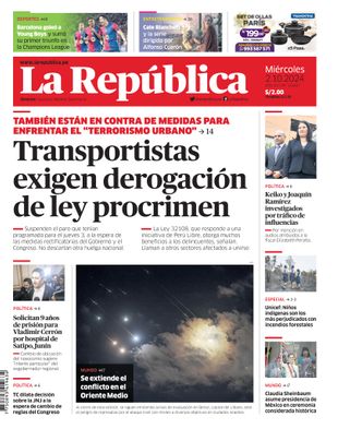 Edición Impresa - La Republica | Lima - Miercoles 02 de Octubre del 2024