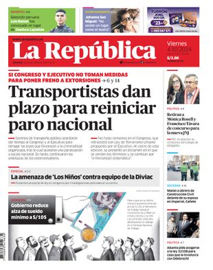 Edición Impresa - La Republica | Lima - Viernes 04 de Octubre del 2024